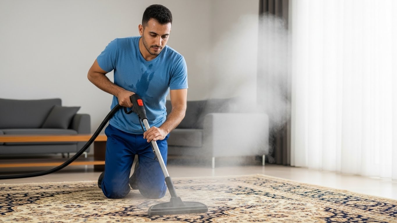 غسيل السجاد بالبخار الحل الأمثل لتنظيف عميق وإزالة البقع بفعالية عالية